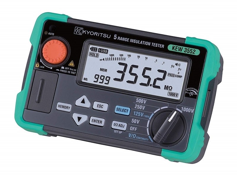 Đồng hồ đo điện trở cách điện Kyoritsu 3552 đạt tiêu chuẩn an toàn quốc tế