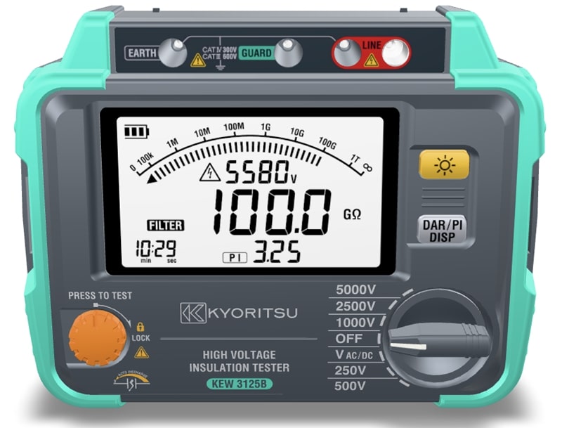 Máy đo điện trở cách điện Kyoritsu 3125B có mức điện áp thử 1000V